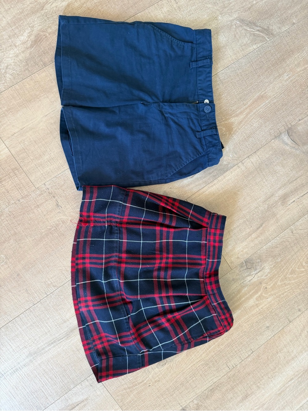 Navy and Red Plaid Kids Skort Set - Classic School Style